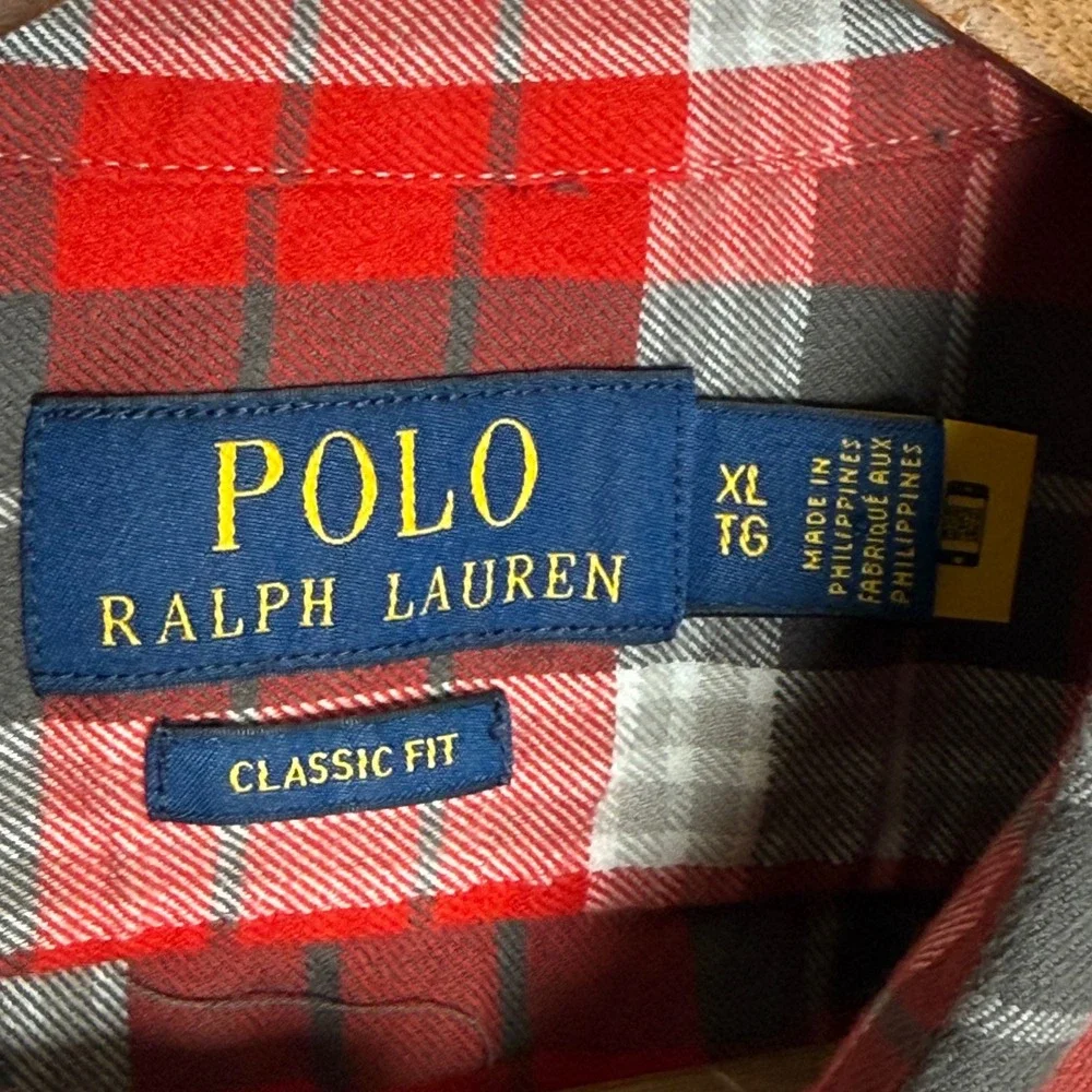 Polo Ralph Lauren Classic Fit Red Plaid Cotton Utility Shirt Pockets Cabin Sz XL